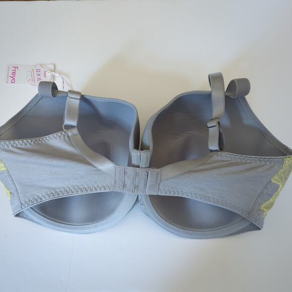 NWT Freya Chi Idol Balcony Bra 38I gray yellow lace - Picture 4 of 7